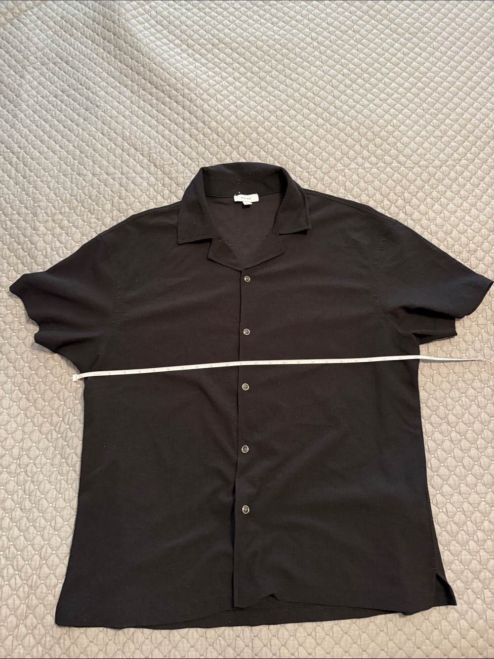 Reiss Black Short-Sleeve Camp Collar Button-Down Shirt
